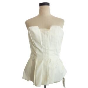 Reformation Ashlyn Top White Pleated Tube Top 2 White Ivory Beau Cocktail Party